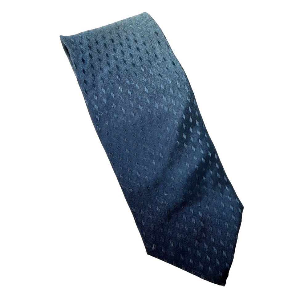 Vitaliano Pancaldi Italy Silk Tie Navy Blue Tonal Geometric Woven Classic